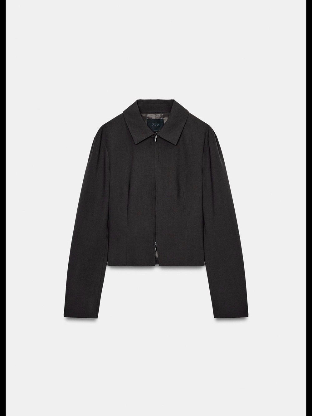 ZARA Crop Zipper Jacket in BROWN